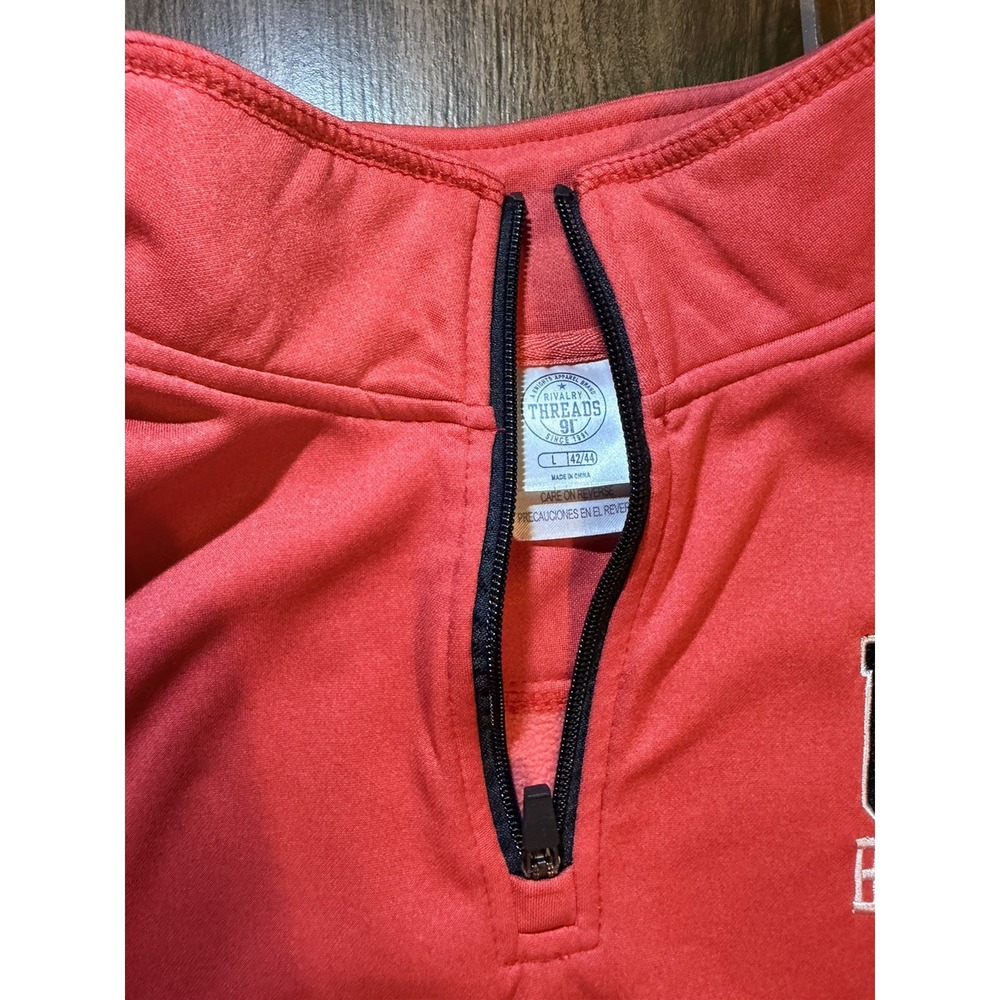 Univ Of Georgia UGA BULLDOGS Women 1/4 ZIP Red Great Logo Satiny - Picture 4 of 4